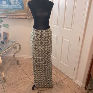 Michael Kors Green Geometric Maxi Skirt